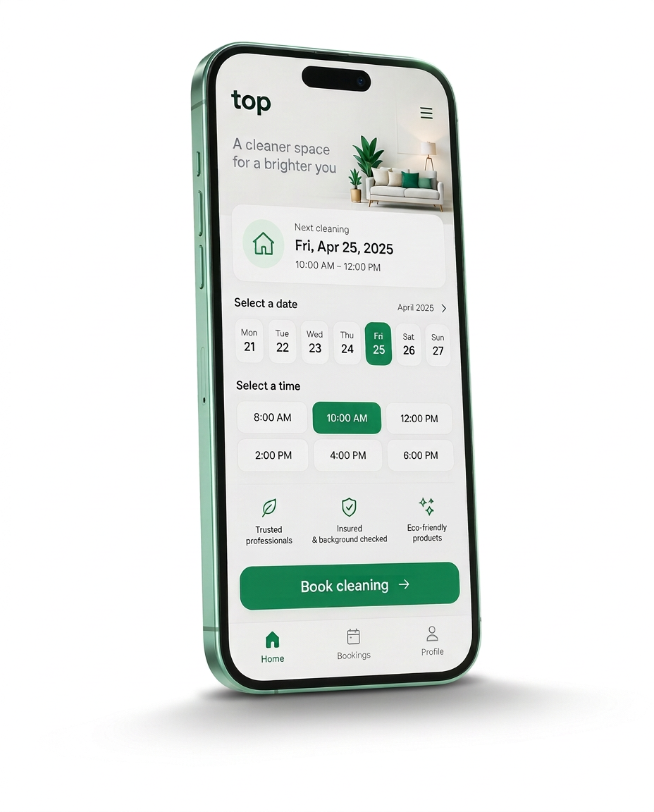top customer app — booking a cleaning