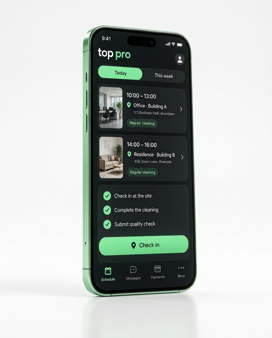 top pro app — a specialist's daily schedule